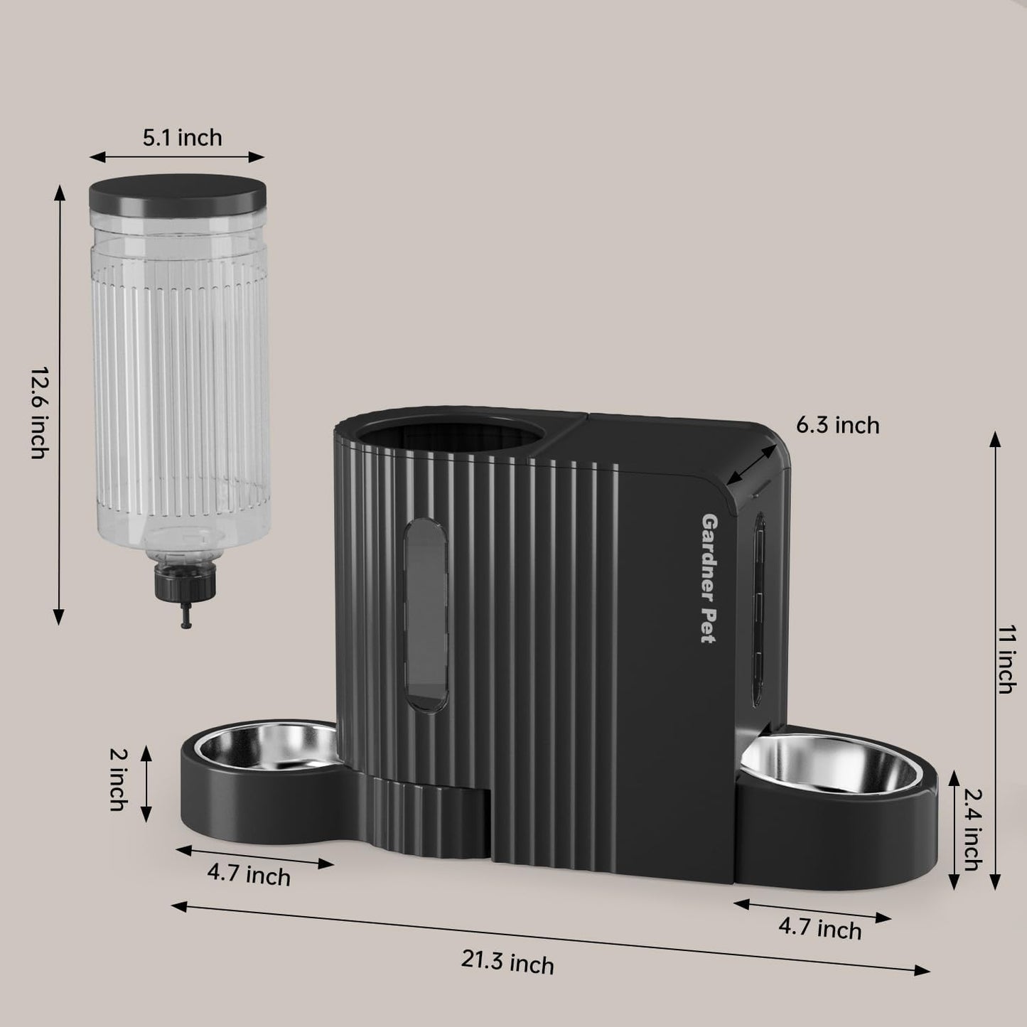 Pet Automatic Gravity Cat Food Feeder and Water Dispenser Stainless Steel Two-in-One Set Large Capacity Dispenser for Pets Dogs, Puppies, Kittens