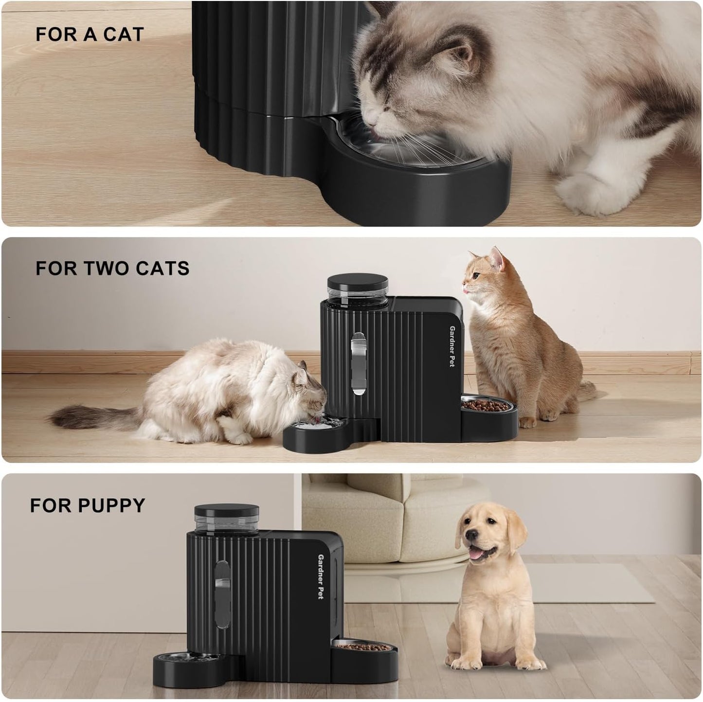 Pet Automatic Gravity Cat Food Feeder and Water Dispenser Stainless Steel Two-in-One Set Large Capacity Dispenser for Pets Dogs, Puppies, Kittens