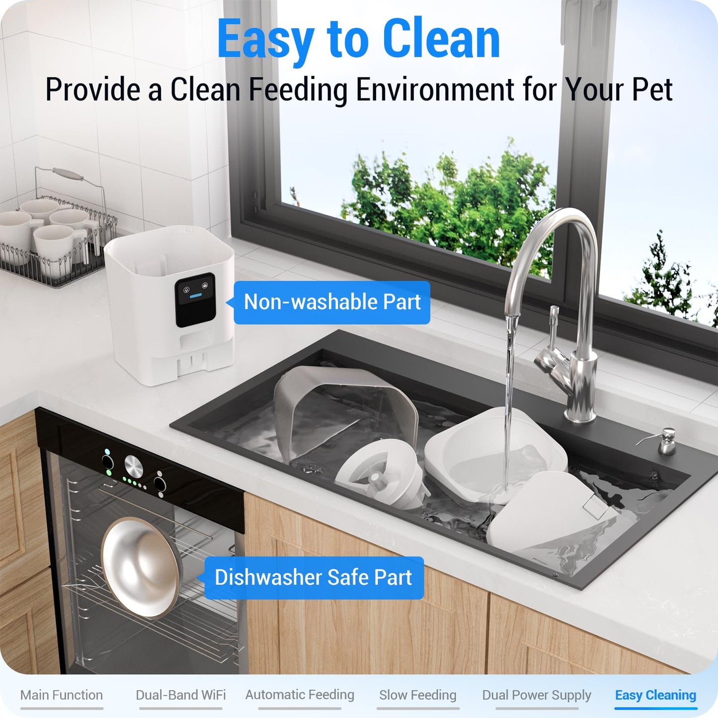 Frienhund Automatic Cat Feeder with Two HD Camera for 2 Cats: 7L Automatic Dog Feeder with Night Vision & Slow Feed, 5G WiFi Auto Cat Food Dispenser for Multiple Pet, Detachable for Cleaning - 29 Cup