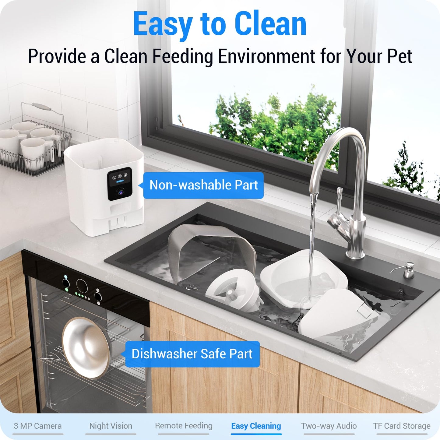 Frienhund Automatic Cat Feeder with Two HD Camera for 2 Cats: 7L Automatic Dog Feeder with Night Vision & Slow Feed, 5G WiFi Auto Cat Food Dispenser for Multiple Pet, Detachable for Cleaning - 29 Cup
