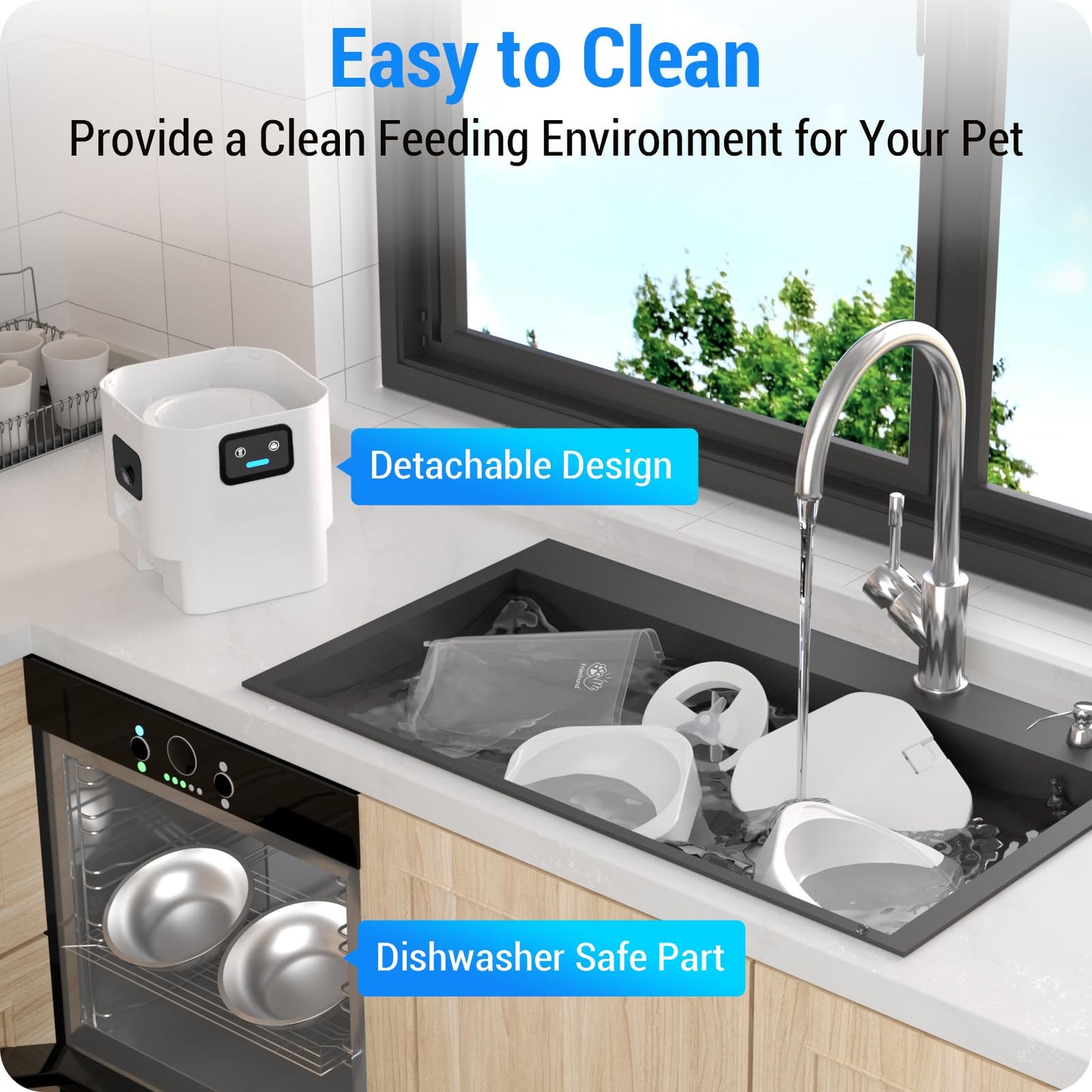 Frienhund Automatic Cat Feeder with Two HD Camera for 2 Cats: 7L Automatic Dog Feeder with Night Vision & Slow Feed, 5G WiFi Auto Cat Food Dispenser for Multiple Pet, Detachable for Cleaning - 29 Cup