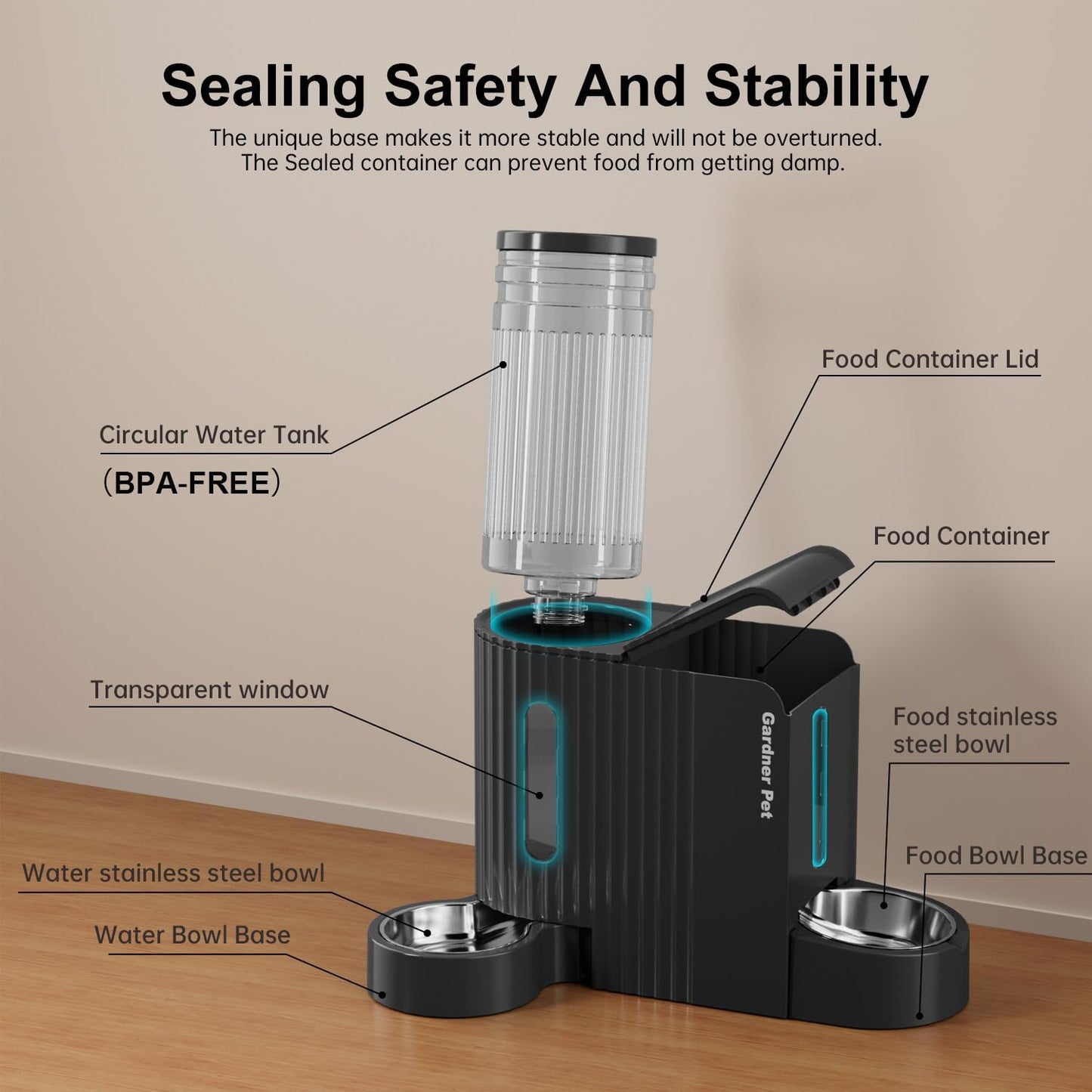 Pet Automatic Gravity Cat Food Feeder and Water Dispenser Stainless Steel Two-in-One Set Large Capacity Dispenser for Pets Dogs, Puppies, Kittens