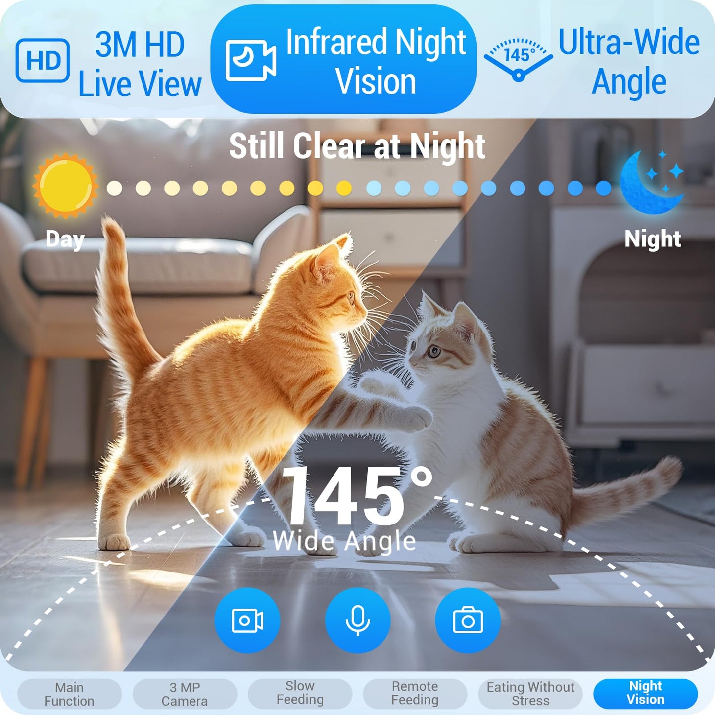 Frienhund Automatic Cat Feeder with Two HD Camera for 2 Cats: 7L Automatic Dog Feeder with Night Vision & Slow Feed, 5G WiFi Auto Cat Food Dispenser for Multiple Pet, Detachable for Cleaning - 29 Cup