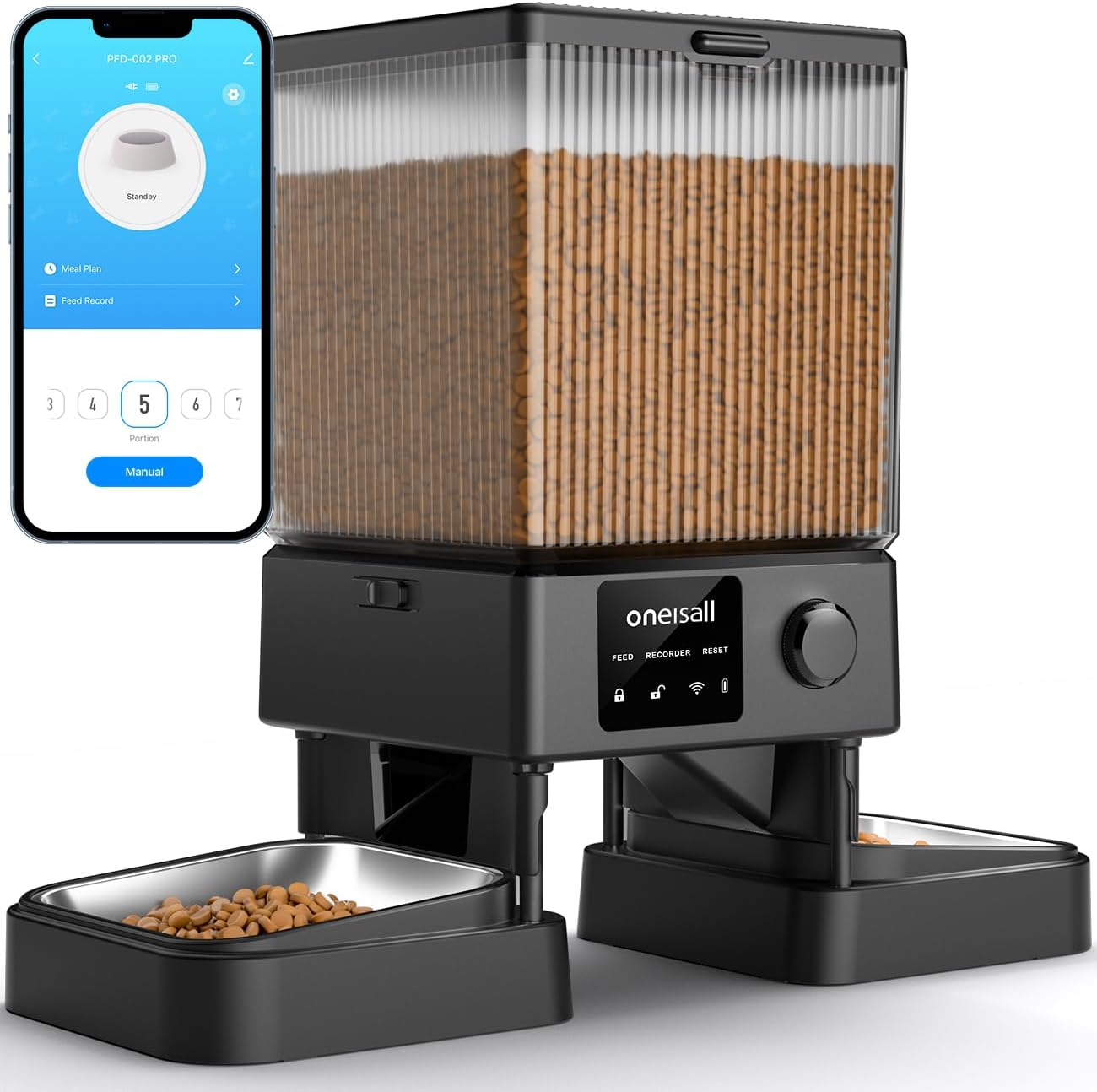 Automatic Cat Feeder for 2 Cats,  Automatic Cat Food Dispenser for Small Pets Indoor, Timed Cat Feeder for Dry Food