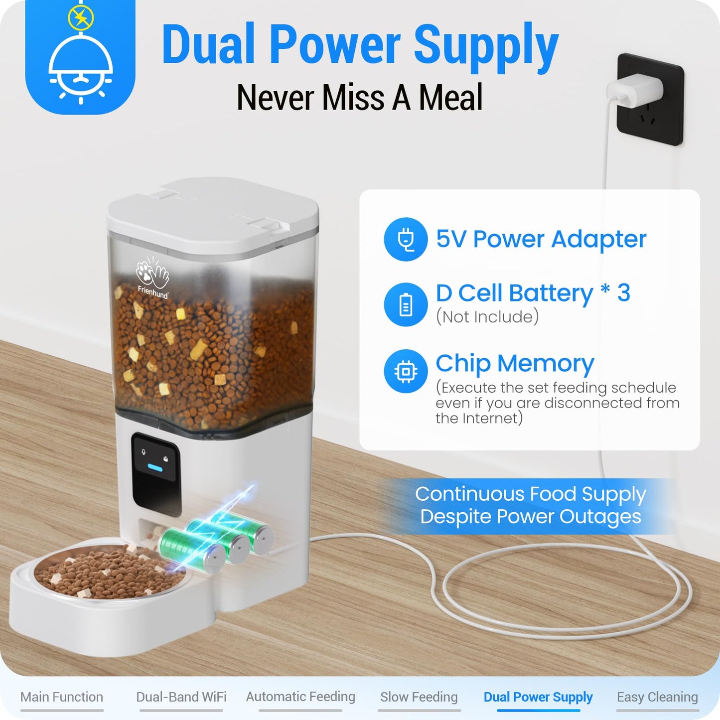 Frienhund Automatic Cat Feeder with Two HD Camera for 2 Cats: 7L Automatic Dog Feeder with Night Vision & Slow Feed, 5G WiFi Auto Cat Food Dispenser for Multiple Pet, Detachable for Cleaning - 29 Cup