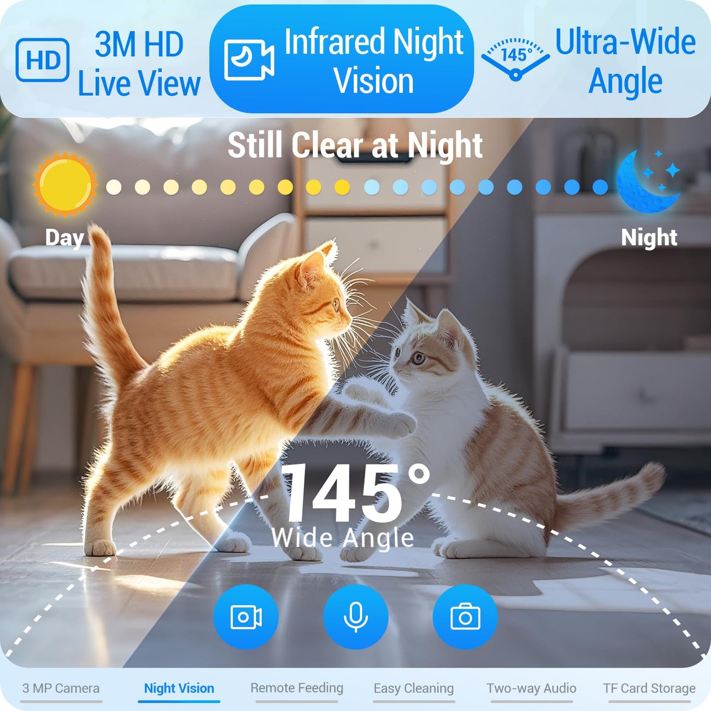 Frienhund Automatic Cat Feeder with Two HD Camera for 2 Cats: 7L Automatic Dog Feeder with Night Vision & Slow Feed, 5G WiFi Auto Cat Food Dispenser for Multiple Pet, Detachable for Cleaning - 29 Cup