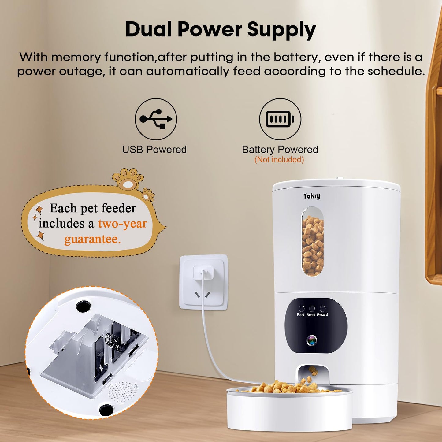 Automatic Cat Feeders Camera 5G: WiFi Easy to Clean Timed Smart Dog Food Dispenser 2-Way Audio Memory Function Pet Feeder HD 1080P Video Record APP Control Dry Food Clear Night Vision Yakry