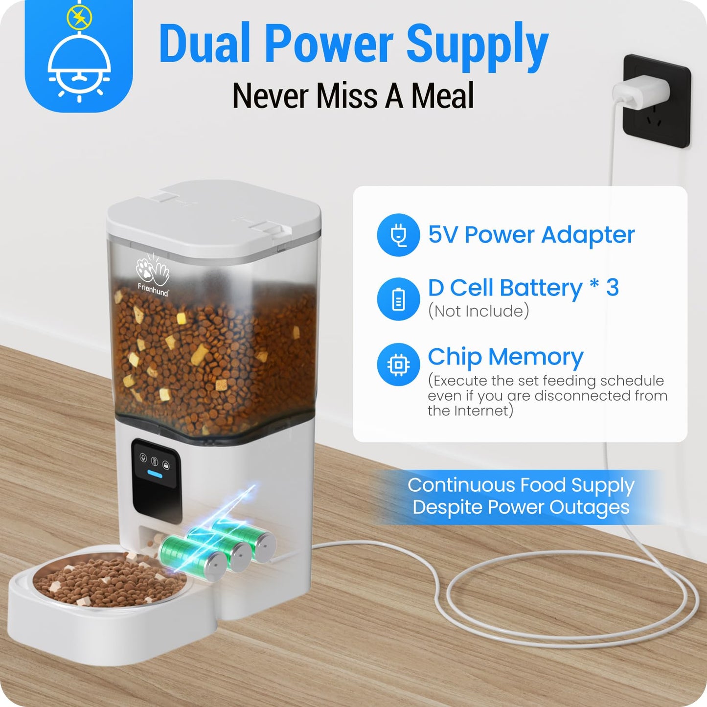 Frienhund Automatic Cat Feeder with Two HD Camera for 2 Cats: 7L Automatic Dog Feeder with Night Vision & Slow Feed, 5G WiFi Auto Cat Food Dispenser for Multiple Pet, Detachable for Cleaning - 29 Cup