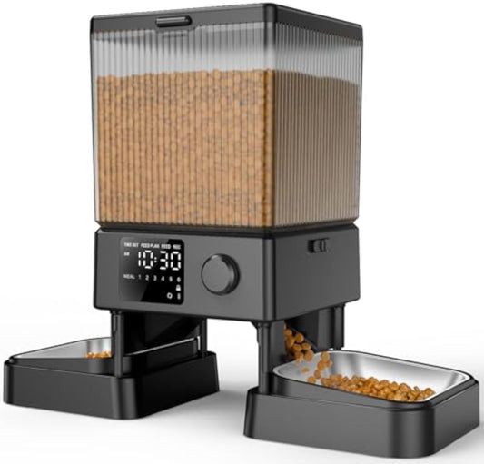 Automatic Cat Feeder for 2 Cats,  Automatic Cat Food Dispenser for Small Pets Indoor, Timed Cat Feeder for Dry Food