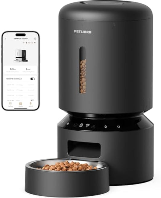 Automatic Cat Feeder, 5G WiFi Automatic Dog Feeder with Freshness Preservation,  Timed Cat Feeder with Low Food Sensor, Up to 10 Meals Per Day, Granary Pet Feeder for Cats