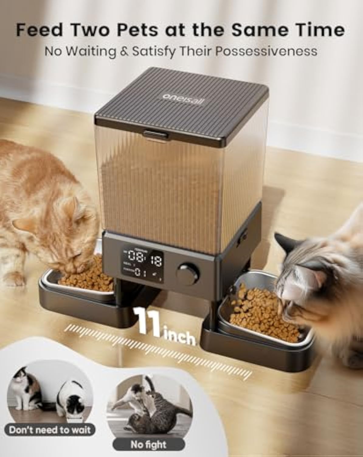 Automatic Cat Feeder for 2 Cats,  Automatic Cat Food Dispenser for Small Pets Indoor, Timed Cat Feeder for Dry Food