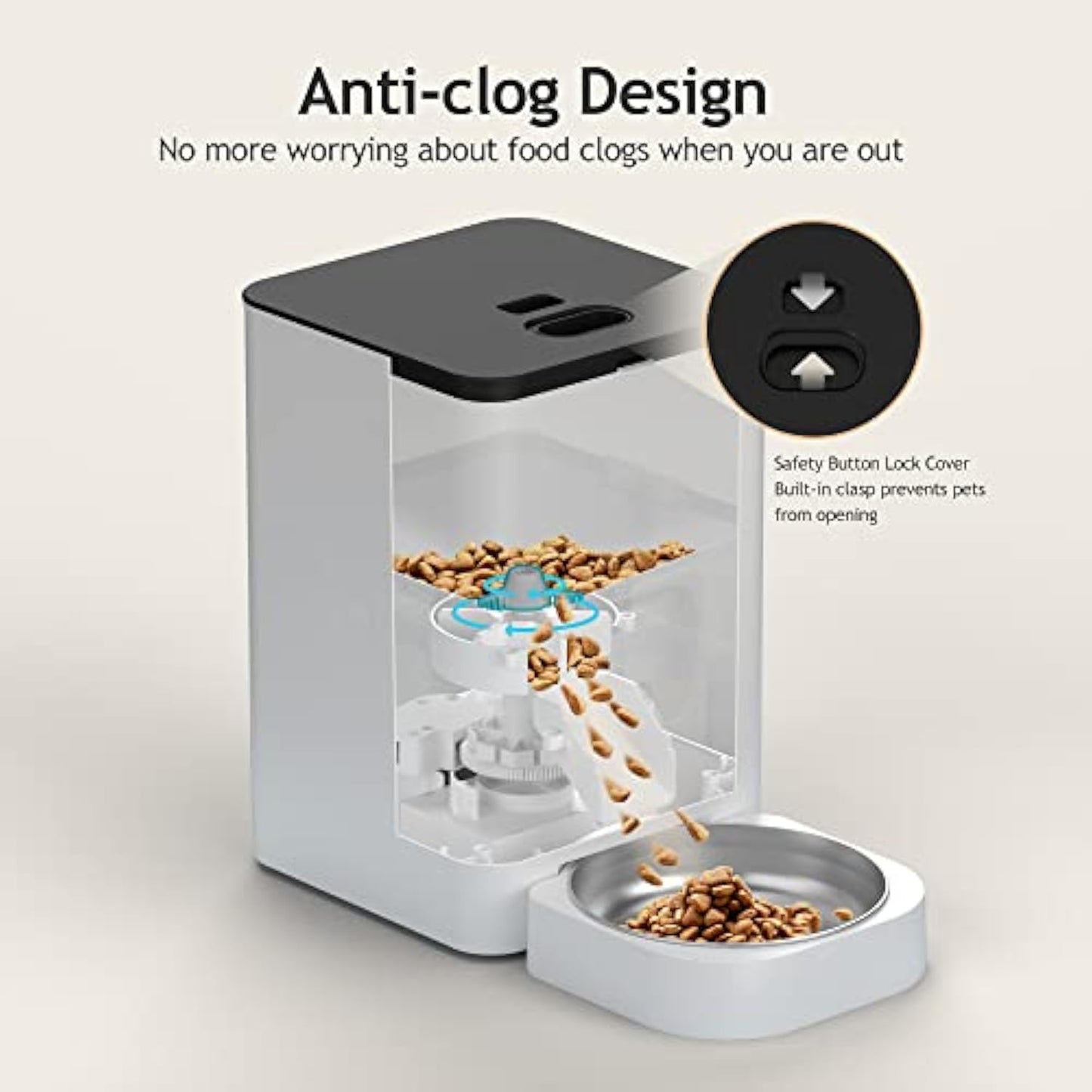 Automatic Cat Feeders - Timed Pet Feeder for Cats and Dogs with Dry Food Dispenser, Desiccant Bag, Programmable Portion Control, 4 Daily Meals, 10s Voice Recorder