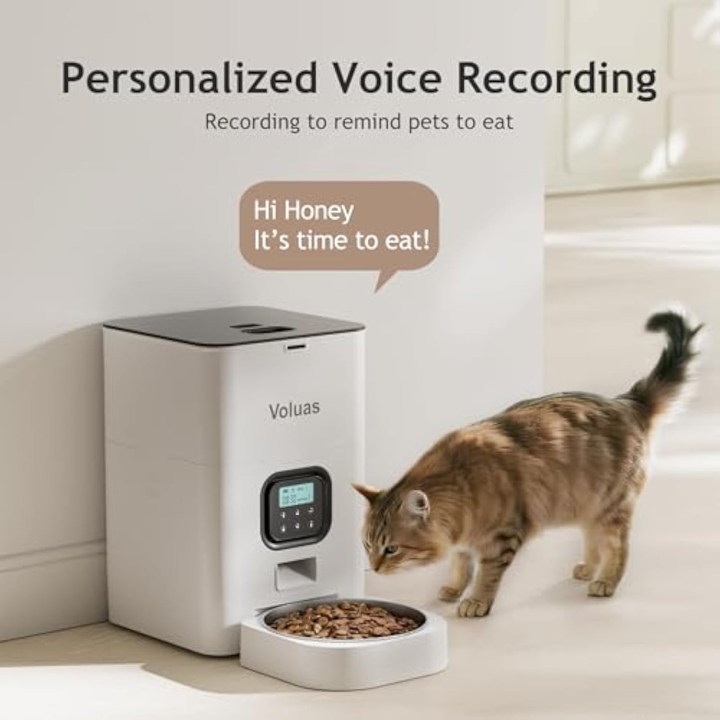Automatic Cat Feeders - Timed Pet Feeder for Cats and Dogs with Dry Food Dispenser, Desiccant Bag, Programmable Portion Control, 4 Daily Meals, 10s Voice Recorder