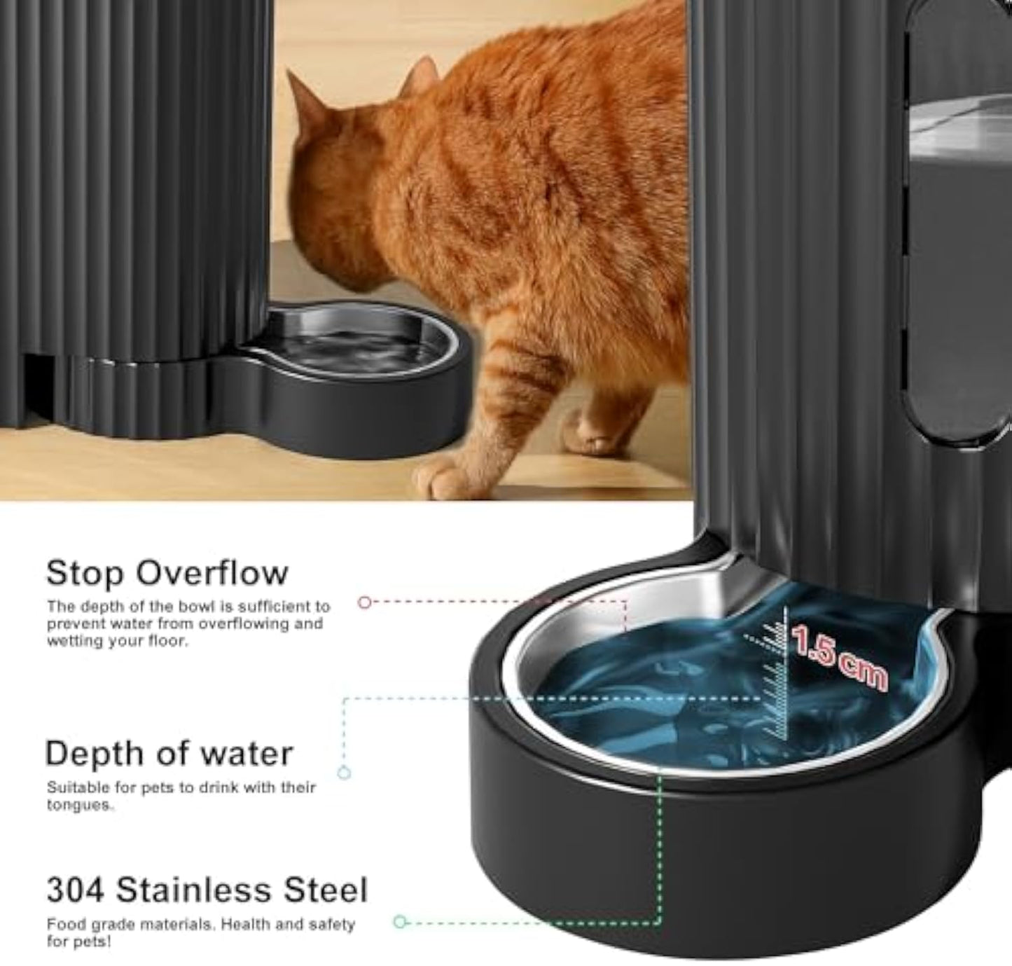Pet Automatic Gravity Cat Food Feeder and Water Dispenser Stainless Steel Two-in-One Set Large Capacity Dispenser for Pets Dogs, Puppies, Kittens