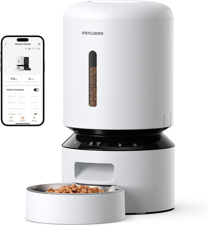 Automatic Cat Feeder, 5G WiFi Automatic Dog Feeder with Freshness Preservation,  Timed Cat Feeder with Low Food Sensor, Up to 10 Meals Per Day, Granary Pet Feeder for Cats