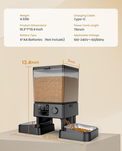 Automatic Cat Feeder for 2 Cats,  Automatic Cat Food Dispenser for Small Pets Indoor, Timed Cat Feeder for Dry Food