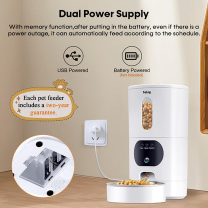Automatic Cat Feeders Camera 5G: WiFi Easy to Clean Timed Smart Dog Food Dispenser 2-Way Audio Memory Function Pet Feeder HD 1080P Video Record APP Control Dry Food Clear Night Vision Yakry