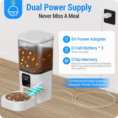 Frienhund Automatic Cat Feeder with Two HD Camera for 2 Cats: 7L Automatic Dog Feeder with Night Vision & Slow Feed, 5G WiFi Auto Cat Food Dispenser for Multiple Pet, Detachable for Cleaning - 29 Cup