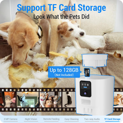 Frienhund Automatic Cat Feeder with Two HD Camera for 2 Cats: 7L Automatic Dog Feeder with Night Vision & Slow Feed, 5G WiFi Auto Cat Food Dispenser for Multiple Pet, Detachable for Cleaning - 29 Cup