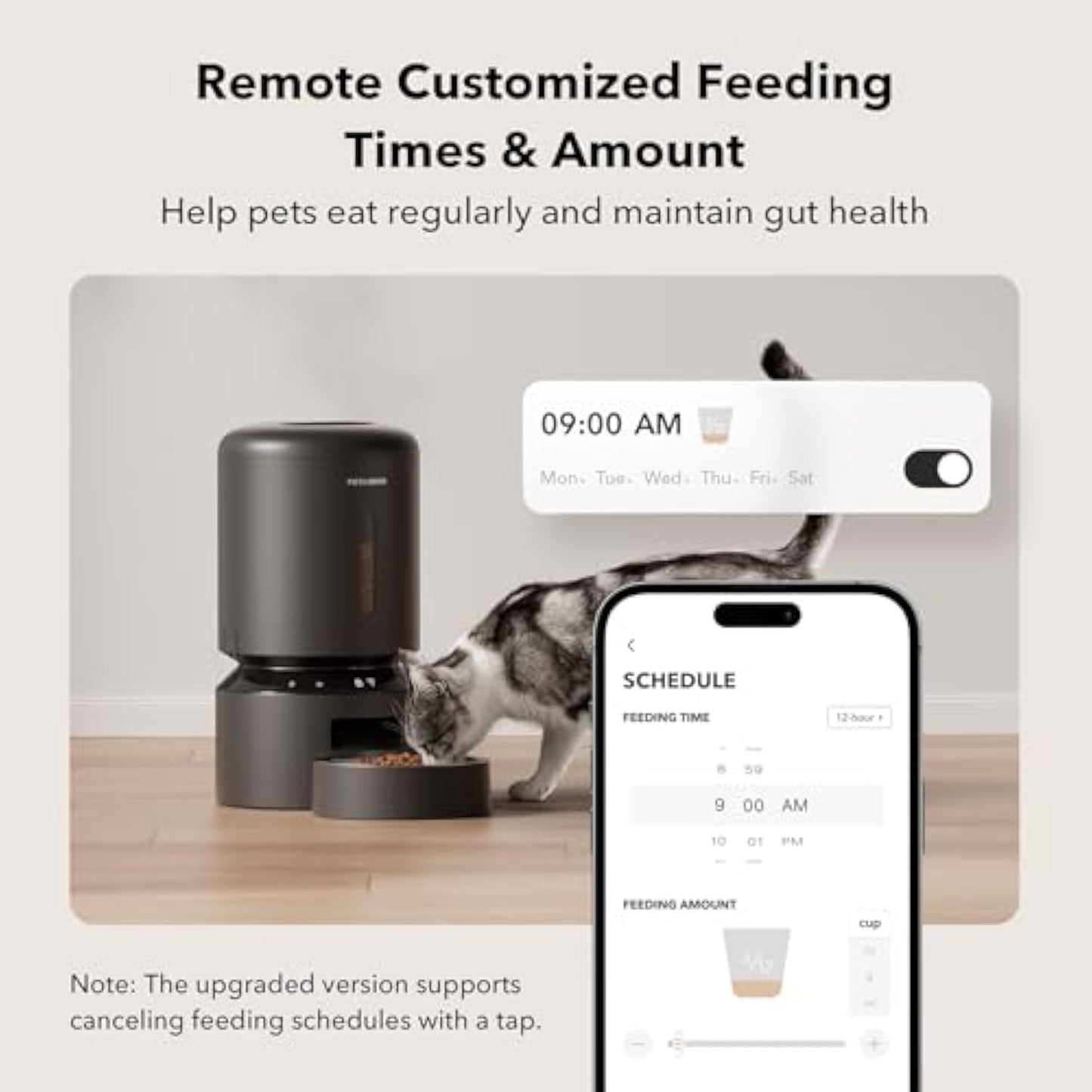 Automatic Cat Feeder, 5G WiFi Automatic Dog Feeder with Freshness Preservation,  Timed Cat Feeder with Low Food Sensor, Up to 10 Meals Per Day, Granary Pet Feeder for Cats
